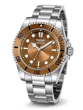 Invicta Men's Stainless Steel Watch with Copper Dial and Bezel